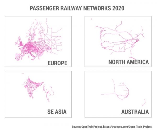 Пассажирская железнодорожная сеть в 2020 году
