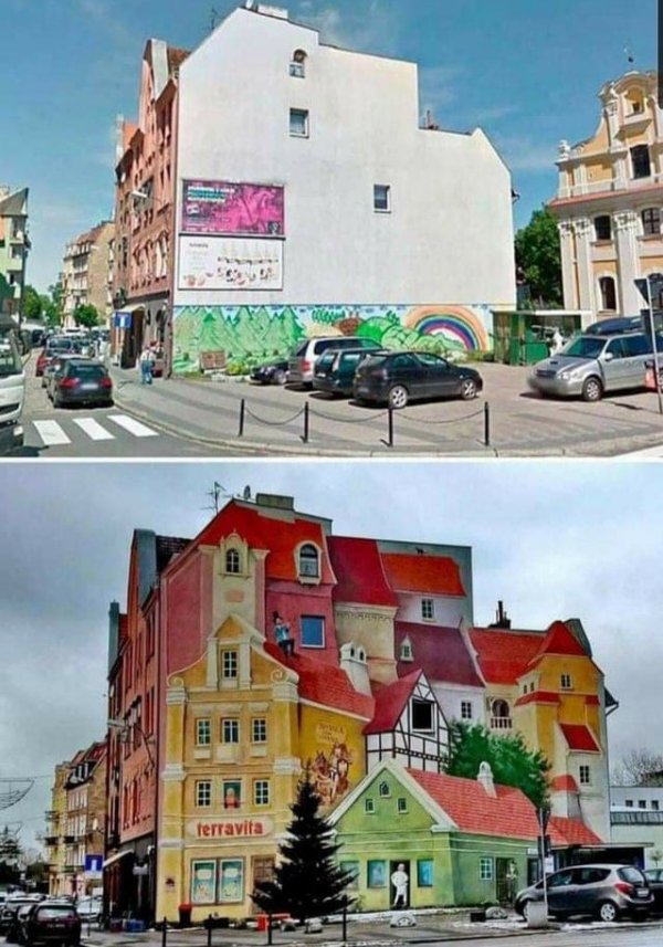 До и после работы художника
