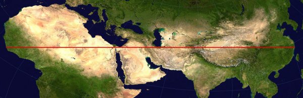 Красная линия — самый длинный прямой маршрут, который не пересекает океаны или крупные водоёмы Красная линия — самый длинный прямой маршрут, который не пересекает океаны или крупные водоёмы