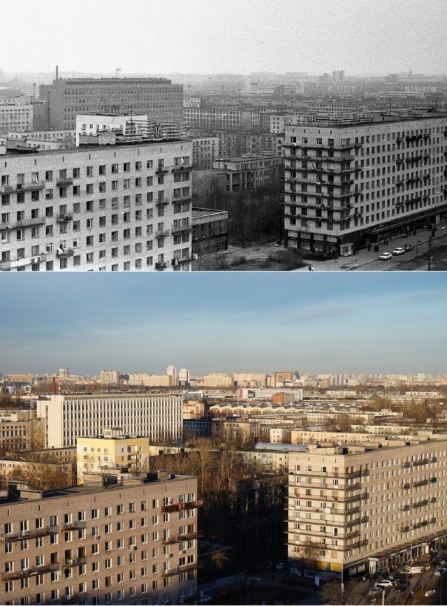 Вид на Ленинский проспект с дома №121 корп. 71984 и 2014