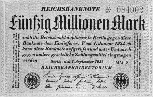 Банкнота в 50 миллионов марок, 1923 год
