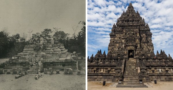 Храм Прамбанан, Индонезия: 1893 год и сейчас