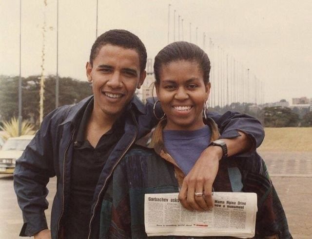 Барак и Мишель Обама после свадьбы, 1992 год.