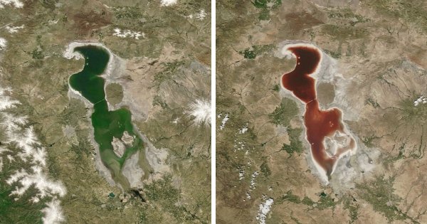 Озеро Урмия в Иране в один и тот же год