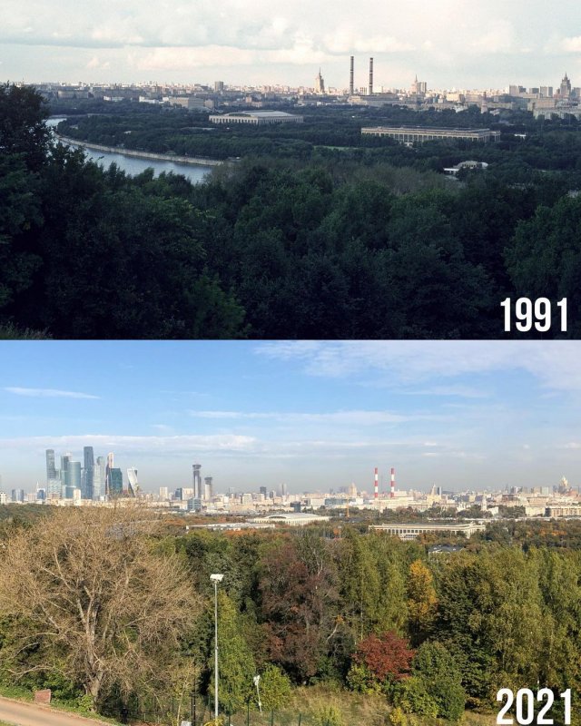 Вид с Воробьёвых гор. Теперь архитектурной доминантой является Москва-Сити