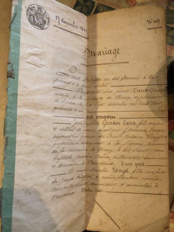 На чердаке моего дома оказалось это свидетельство о заключении брака 1841 года