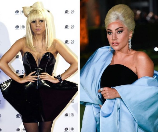 Леди Гага в 2009 году и сегодня