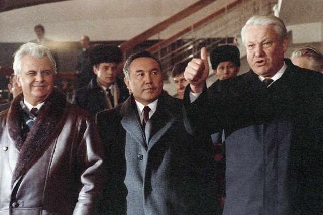 Кравчук, Назарбаев и Ельцин, 25 декабря 1991 год.