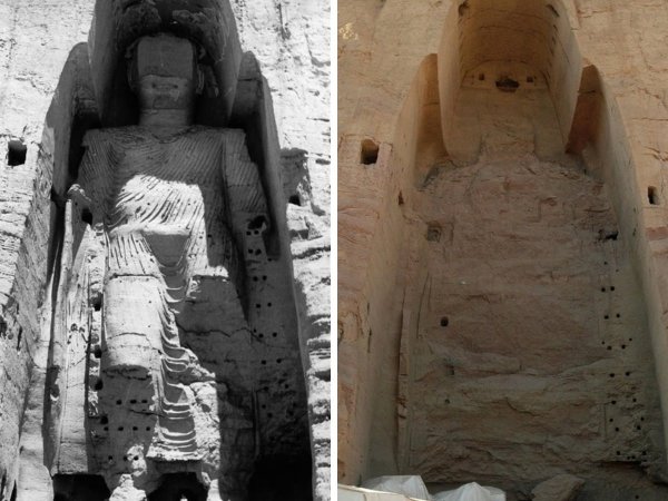 Статуя Будды в Бамианской долине, Афганистан. 1963 и 2008 год