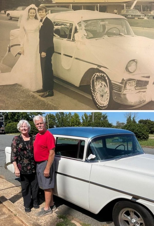 Спустя 50 лет всё так же вместе и с той же машиной