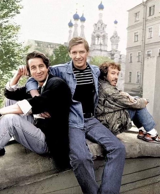 Леонид Ярмольник, Александр Абдулов и Андрей Макаревич в начале 90-х