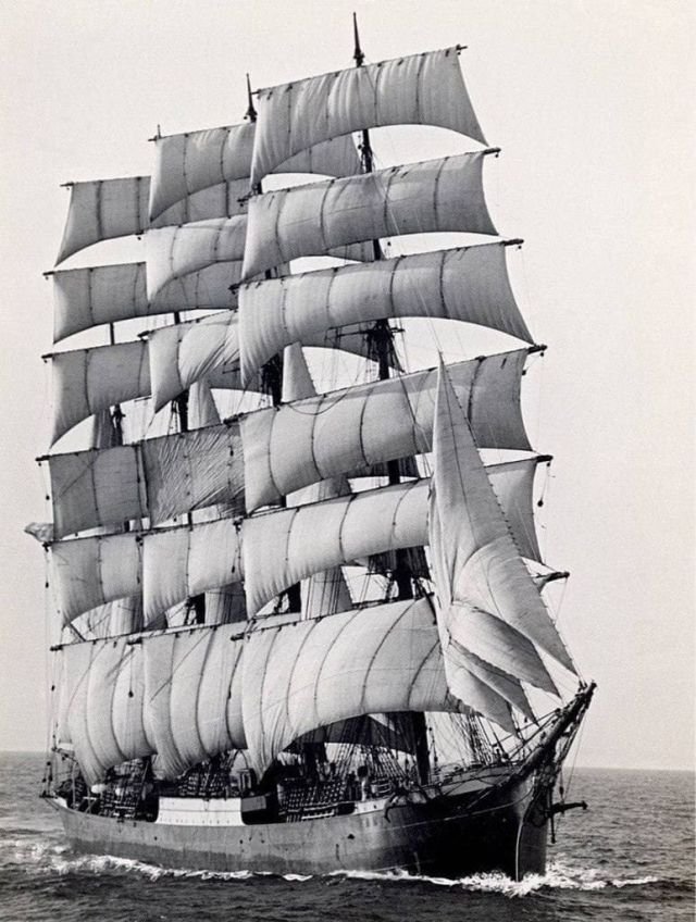 Последнее торговое парусное судно Pamir, 1949 г.