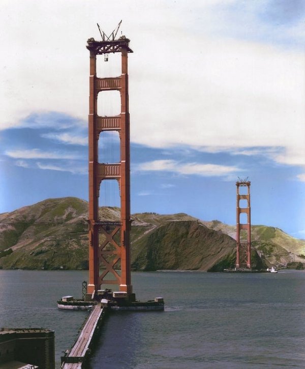 Строительство моста Золотые ворота в 1934 году