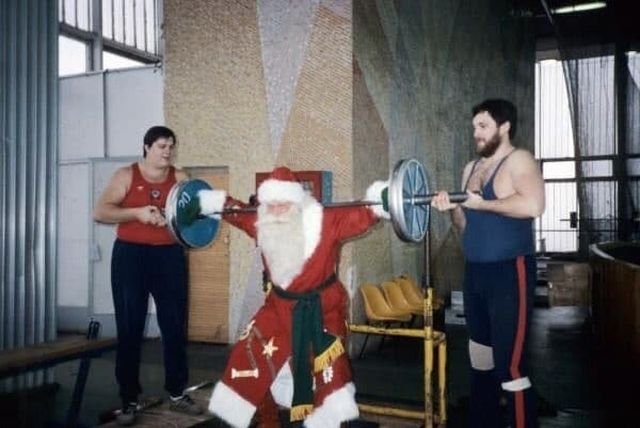 Дед Мороз в гостях у штангистов, Москва. 1986 г.