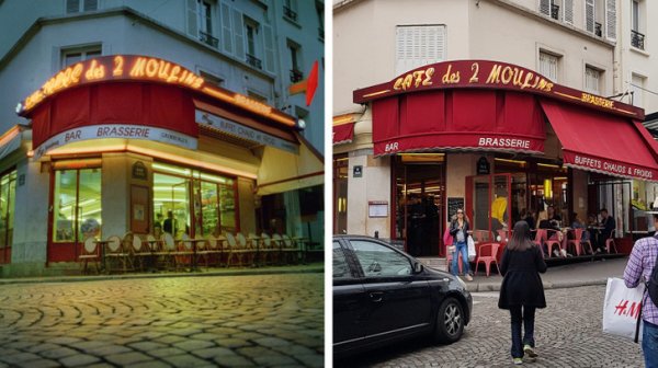 Кафе, где работала Амели, находится в Париже по адресу Лепик, 15 и сегодня принимает многочисленных поклонников фильма