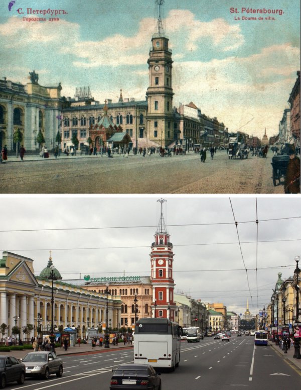 Невский проспект, Санкт-Петербург, Россия. До 1905 года и 2009 год