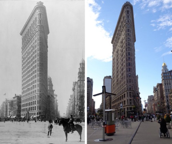 Флэтайрон-билдинг, Нью-Йорк, США. 1905 и 2017 годы