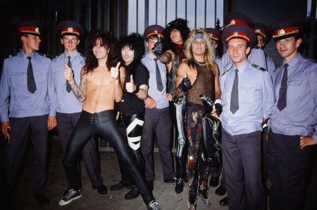 Mötley Crüe и товарищи сержанты на &quot;Московском международном фестивале мира&quot;, СССР, 1989 год.
