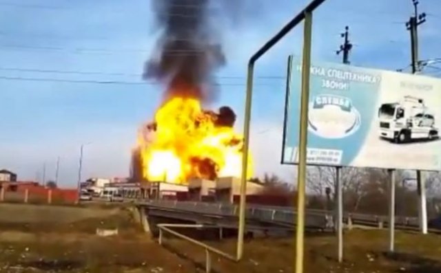 Мощный взрыв газовой цистерны в Чечне