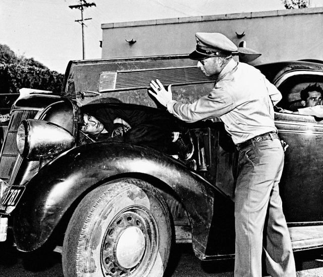 Иммиграционный инспектор нашел 180-сантиметрового Фелипе Рамирез-Перез, который попытался таким образом въехать в США. Сан-Диего, 1954 год.