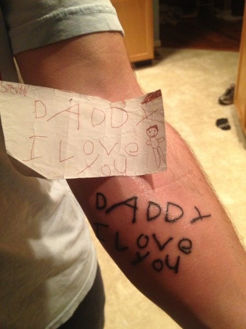 По мотивам детской записки: «Папочка, я тебя люблю»