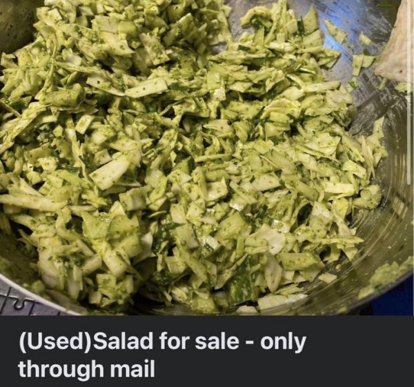 «Использованный салат. Пересылка только по почте».