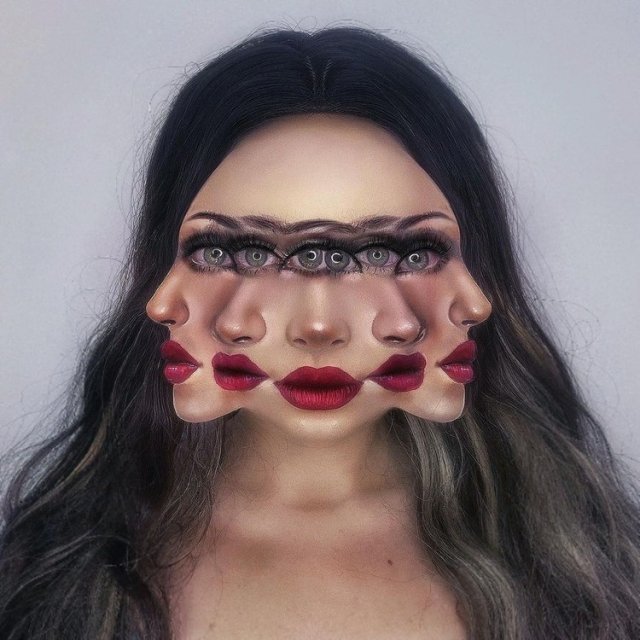 Визажист создает удивительные оптические иллюзии с помощью макияжа и красок