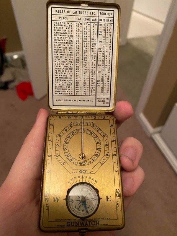 Складные солнечные часы/компас, принадлежавшие моему прапрадедушке