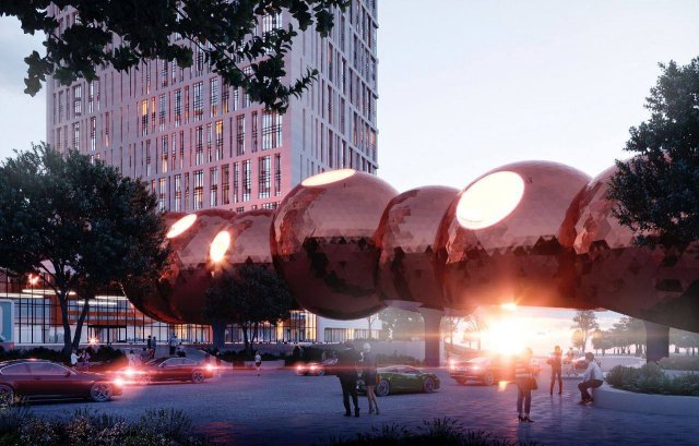 В Сети обсуждают проект странного футуристического моста из десяти зеркальных сфер в Москва-Сити