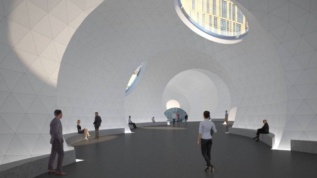 В Сети обсуждают проект странного футуристического моста из десяти зеркальных сфер в Москва-Сити