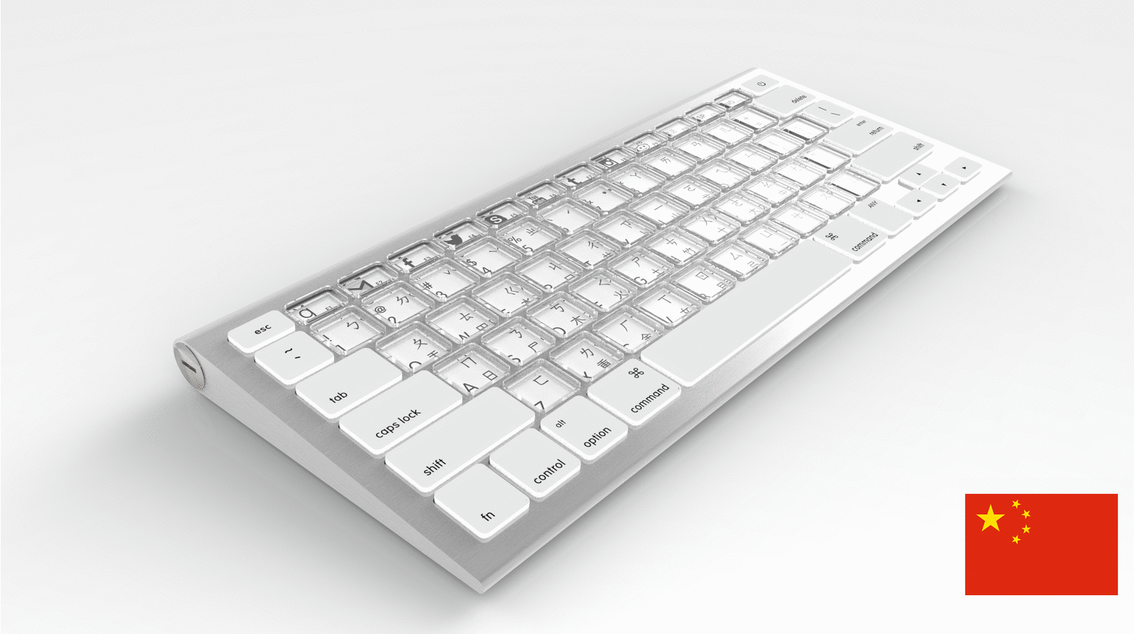 E-ink клавиатура с кнопками-диспеями, меняющими языки и обозначения