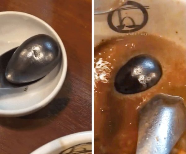 В одной из японских лапшичных к супу подают раскаленное стальное яйцо, чтобы быстро подогреть его, если он остыл