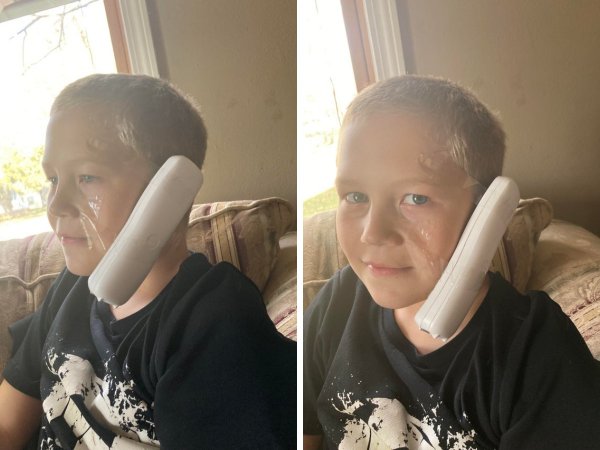 Мой 11-летний сын скотчем приклеил телефон к лицу, чтобы играть в Xbox и разговаривать