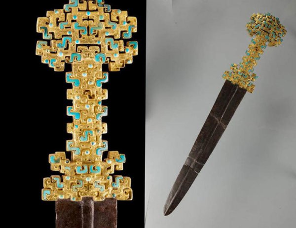 Китайский меч Цинь с золотой ажурной рукоятью, 770–476 годы до нашей эры