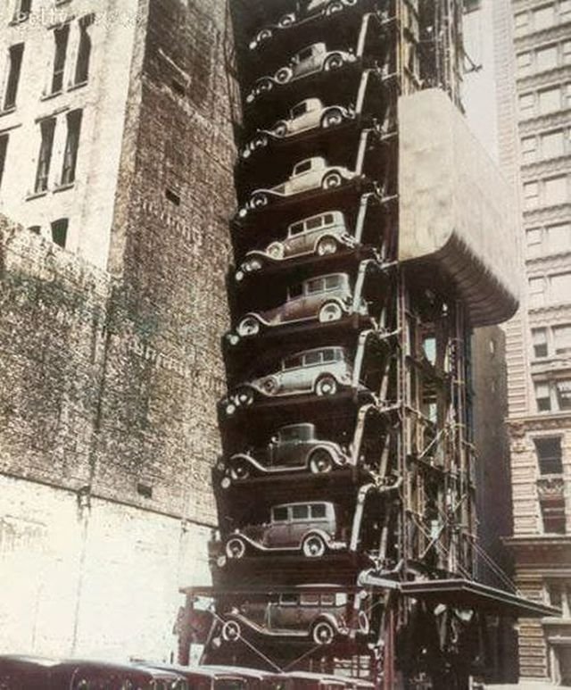 Система парковки в Нью-Йорке. 1930 год.