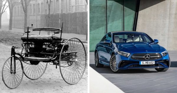 Benz Patent-Motorwagen (1885) и Mercedes-Benz CLS-Class (2022)