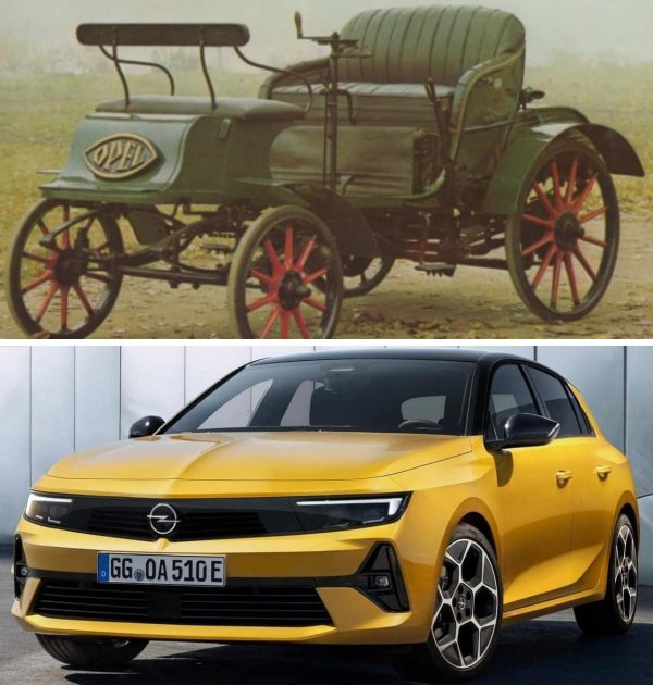 Opel Patentmotorwagen System Lutzmann (1899) и Opel Astra 2022