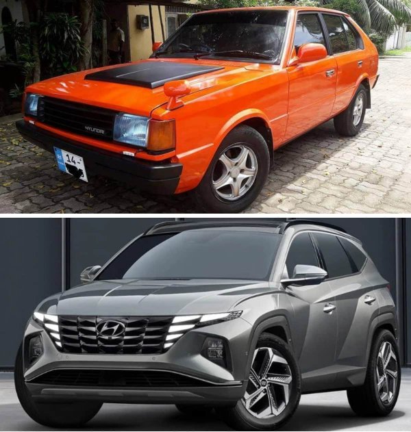 Hyundai Pony (1975) и Hyundai Tucson (2022)
