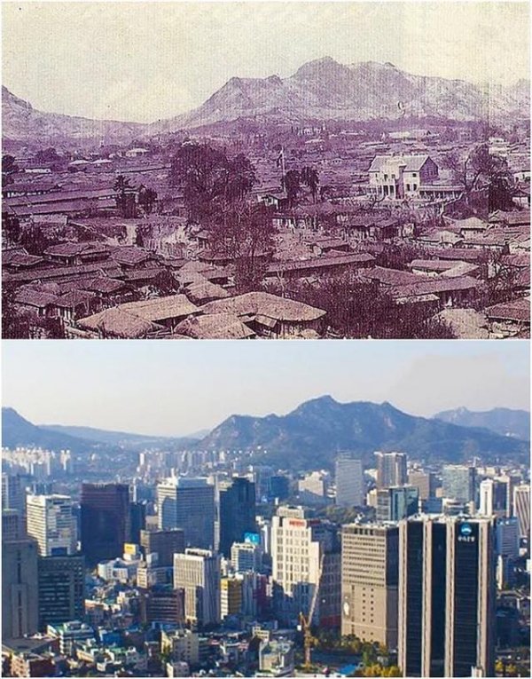 Сеул, Южная Корея, 1900 и 2021 год