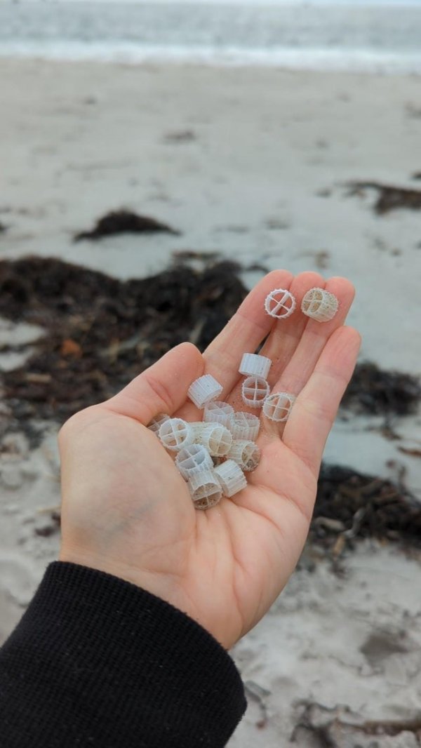 Куча странных пластиковых штучек, которые были обнаружены на пляже