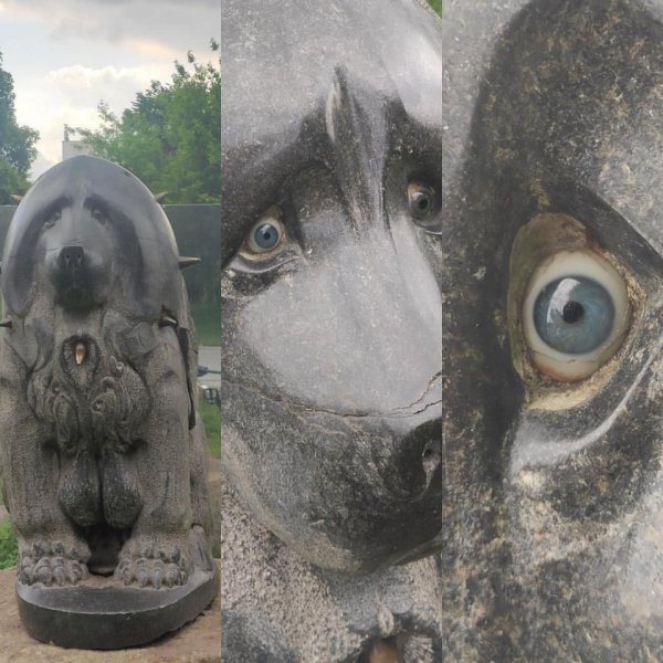 Испуганные глаза сфинкса в парке Музеон