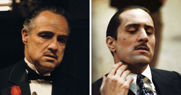 Бонус: Марлон Брандо и Роберт Де Ниро в фильмах «Крёстный отец» (1972) и «Крёстный отец 2» (1974)