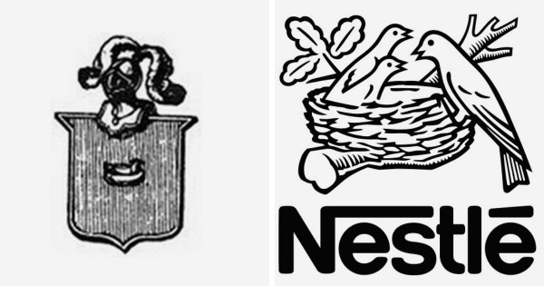 Логотип «Nestle» в 1868 и 2022