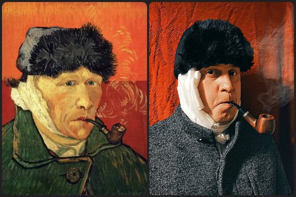 Автопортрет с отрезанным ухом и трубкой, Винсент Ван Гог