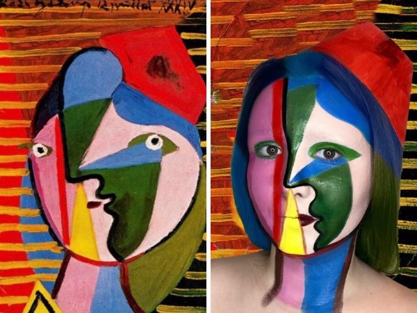 «Лицо женщины на полосатом фоне», Пабло Пикассо