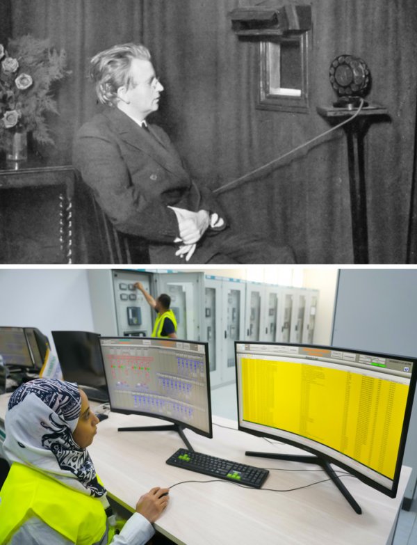 Инженер Джон Лоуги Бэрд, известный созданием первой механической телевизионной системы, и Холуд Бакри — инженер по планированию технического обслуживания и отчетности на ветряной электростанции