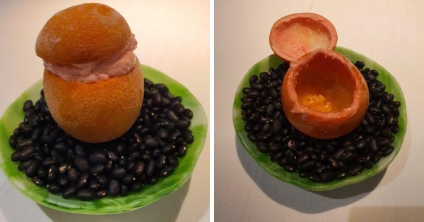 Десерт в замороженной кожуре апельсина