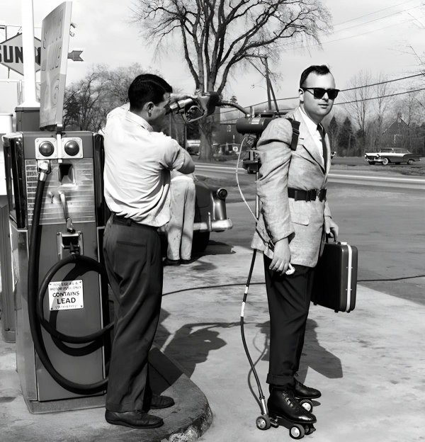 Продавец моторизованных роликовых коньков в Калифорнии, 1961 год