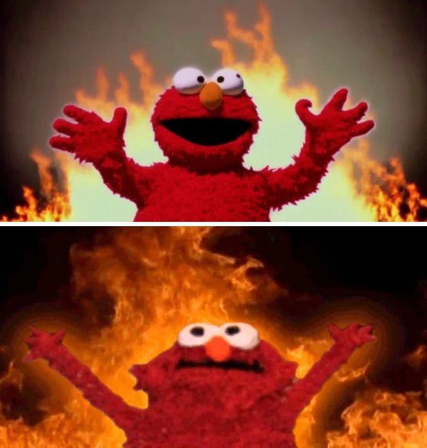 Мем: Элмо в огне