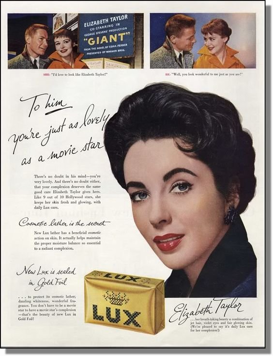 Элизабет Тейлор в рекламе мыла, 1956 год